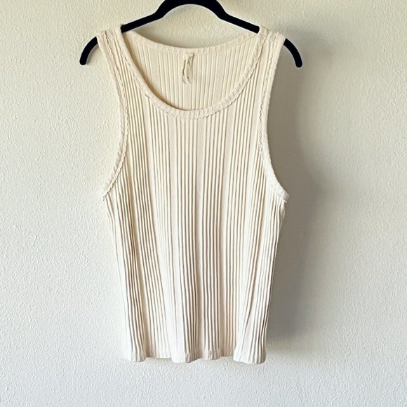 ANTHROPOLOGIE Robin Y2K Classic Casual Ribbed Knit Tank Top Cream Size XLP - Picture 3 of 11